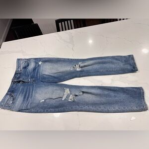 KUT FROM THE KLOTH size 10 high rise distressed straight leg jeans